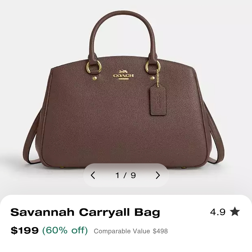 Coach Caramel Leather Savannah Carryall Bag - Picture 7 of 8